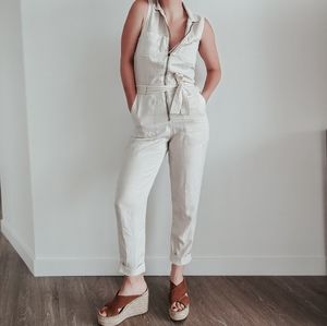 Abercrombie & Fitch Beige Sleeveless Utility Jumpsuit S